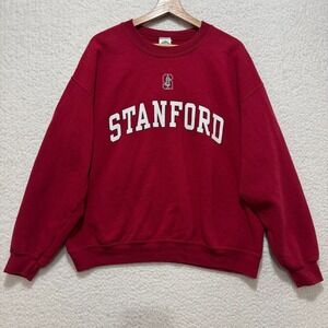 Vintage 90s Stanford University Mens L Red Sweater Pullover‎ Campus Colors Logo